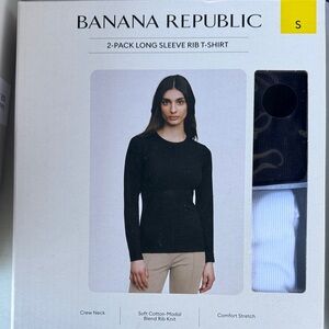 Banana Republic 2-Pack Long Sleeve Rib Tee - Black & White